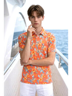 IZOD Saltwater Men's Tropical Floral Polo Shirt X-Large